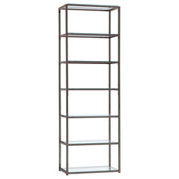 Kate 78-inch 5-shelf Glass Bookshelf Black Nickel