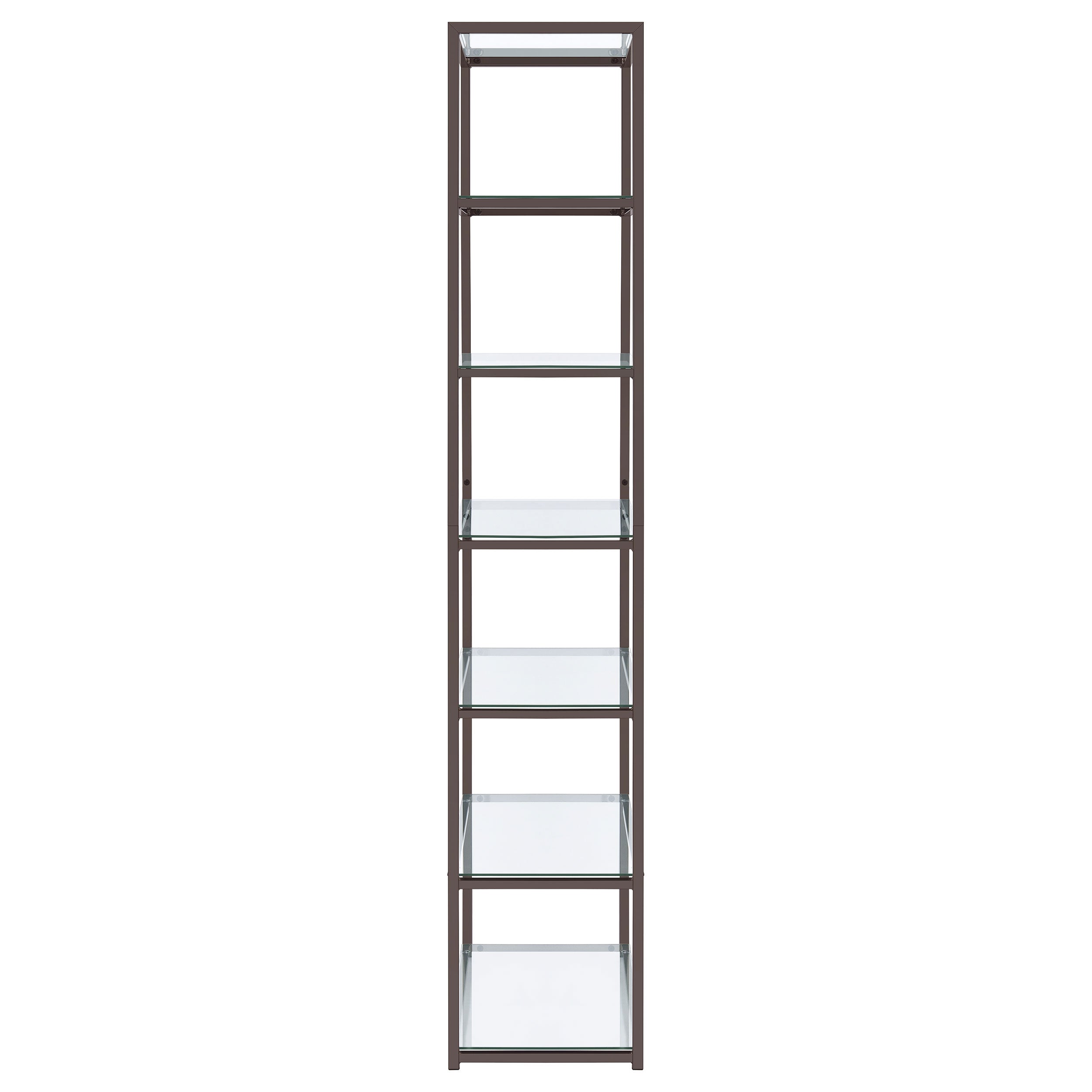 Kate 78-inch 5-shelf Glass Bookshelf Black Nickel