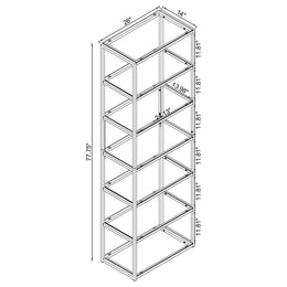 Kate 78-inch 5-shelf Glass Bookshelf Black Nickel