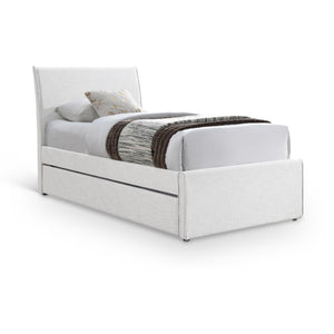 Meridian Myles Cream Linen Textured Fabric Twin Trundle Bed