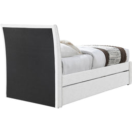 Meridian Myles Cream Linen Textured Fabric Twin Trundle Bed