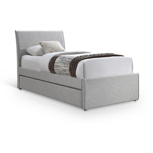 Meridian Myles Grey Linen Textured Fabric Twin Trundle Bed