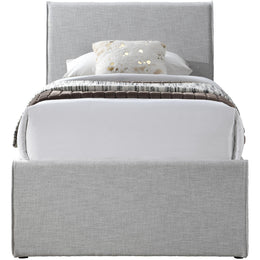 Meridian Myles Grey Linen Textured Fabric Twin Trundle Bed
