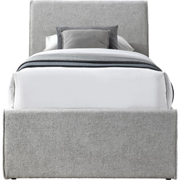 Meridian Myles Grey Chenille Fabric Twin Trundle Bed