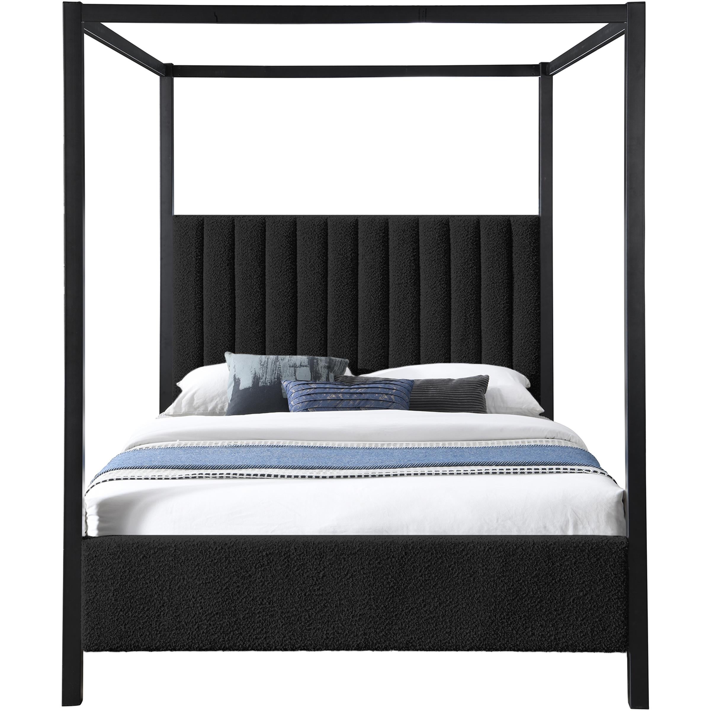 Meridian Kelly Black Boucle Fabric Full Bed (3 Boxes)