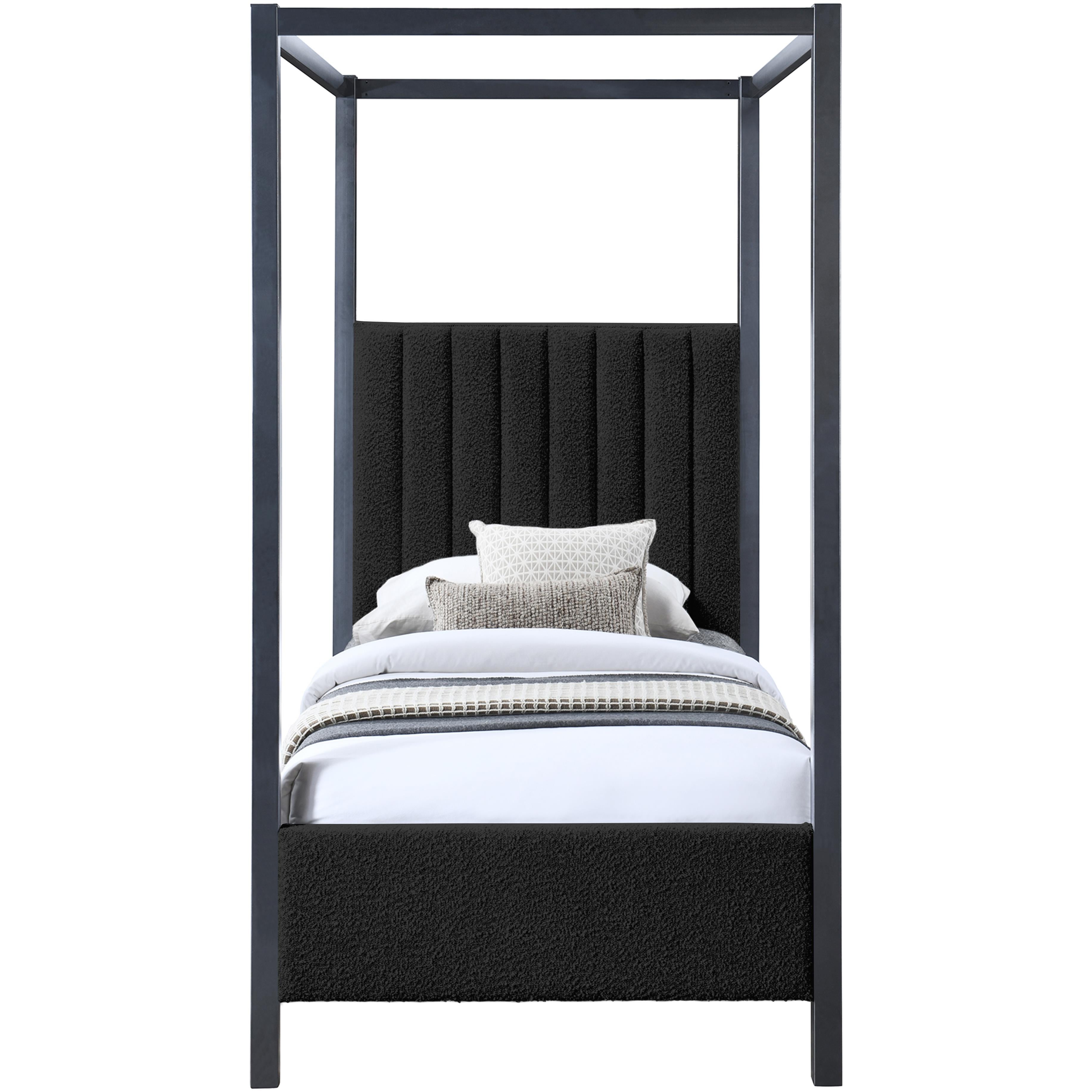 Meridian Kelly Black Boucle Fabric Twin Bed (3 Boxes)