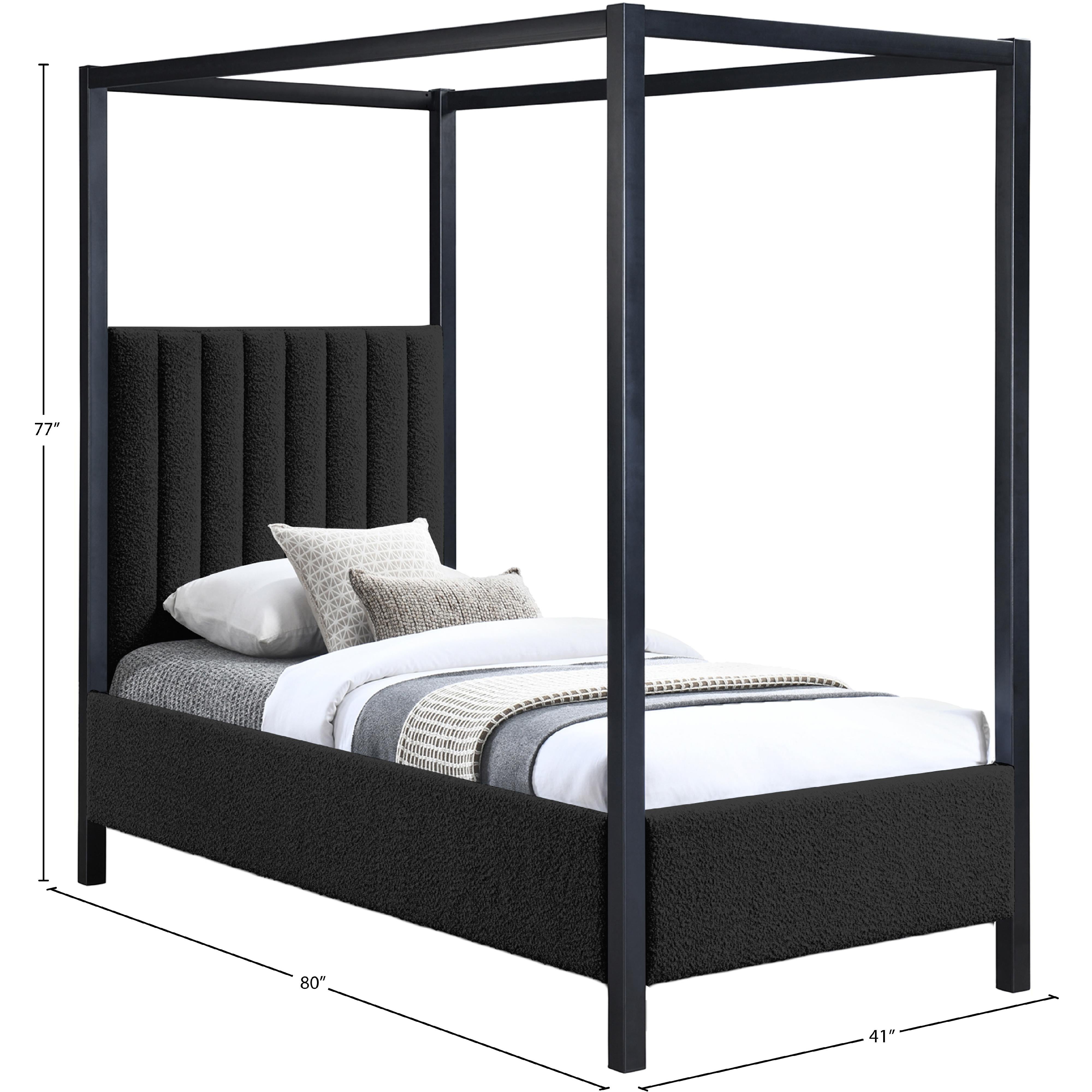 Meridian Kelly Black Boucle Fabric Twin Bed (3 Boxes)
