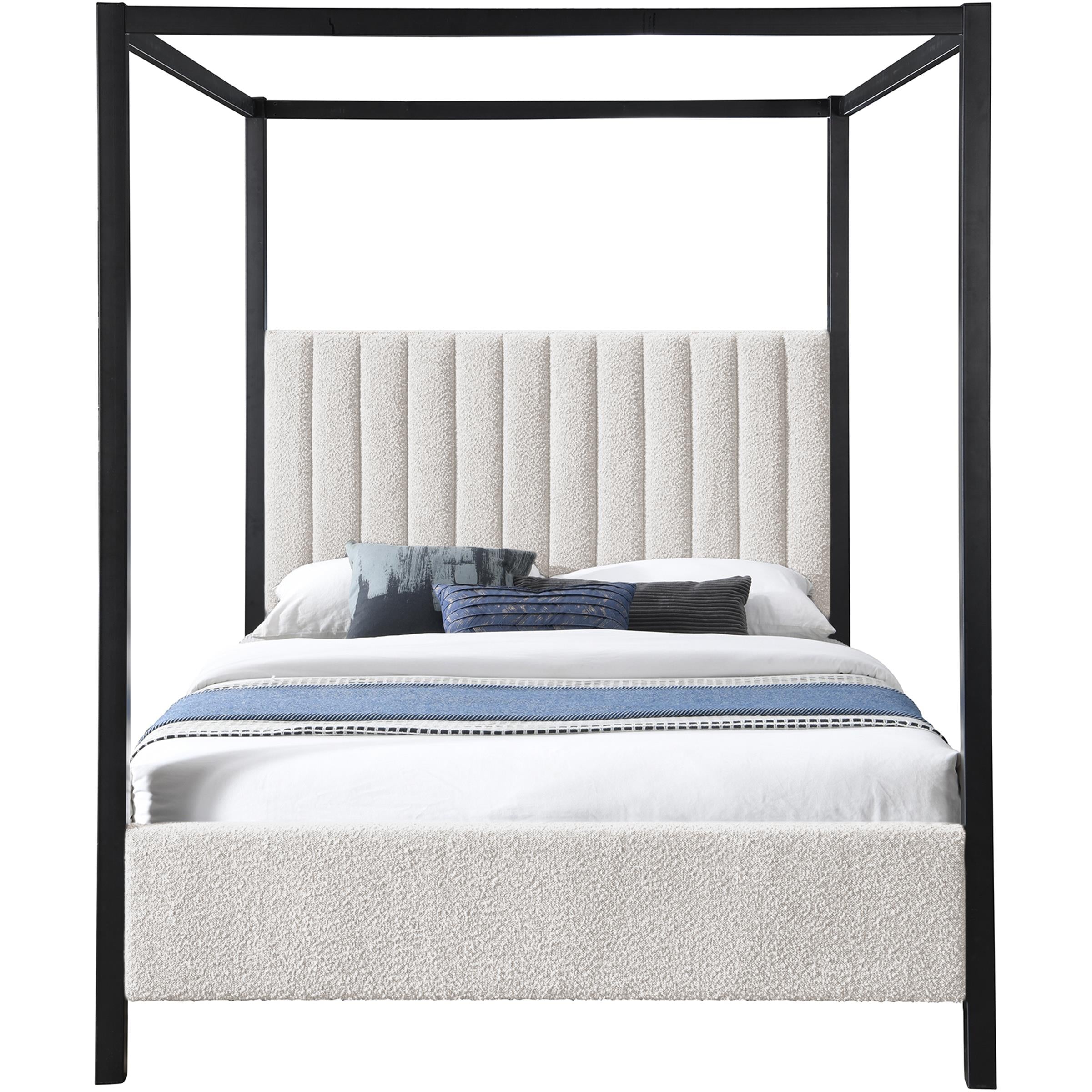 Meridian Kelly Cream Boucle Fabric Full Bed (3 Boxes)