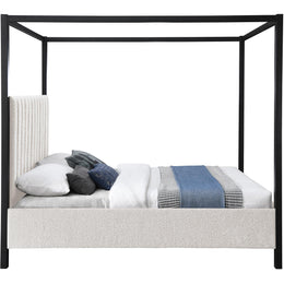 Meridian Kelly Cream Boucle Fabric King Bed (3 Boxes)