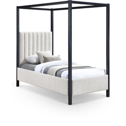Meridian Kelly Cream Boucle Fabric Twin Bed (3 Boxes)