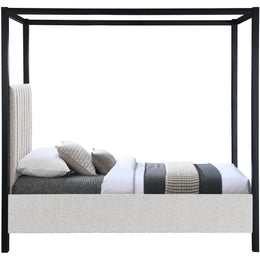 Meridian Kelly Cream Boucle Fabric Twin Bed (3 Boxes)