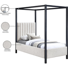 Meridian Kelly Cream Boucle Fabric Twin Bed (3 Boxes)
