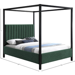 Meridian Kelly Green Boucle Fabric King Bed (3 Boxes)