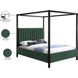 Meridian Kelly Green Boucle Fabric Queen Bed (3 Boxes)