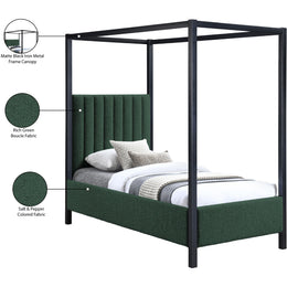 Meridian Kelly Green Boucle Fabric Twin Bed (3 Boxes)