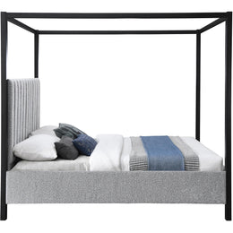 Meridian Kelly Grey Boucle Fabric Full Bed (3 Boxes)
