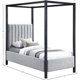 Meridian Kelly Grey Boucle Fabric Twin Bed (3 Boxes)