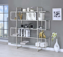 Elmer 63-inch 5-shelf Bookshelf Clear and Chrome