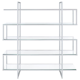 Elmer 63-inch 5-shelf Bookshelf Clear and Chrome