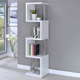Baxter 67-inch 4-shelf Bookshelf Black and Chrome