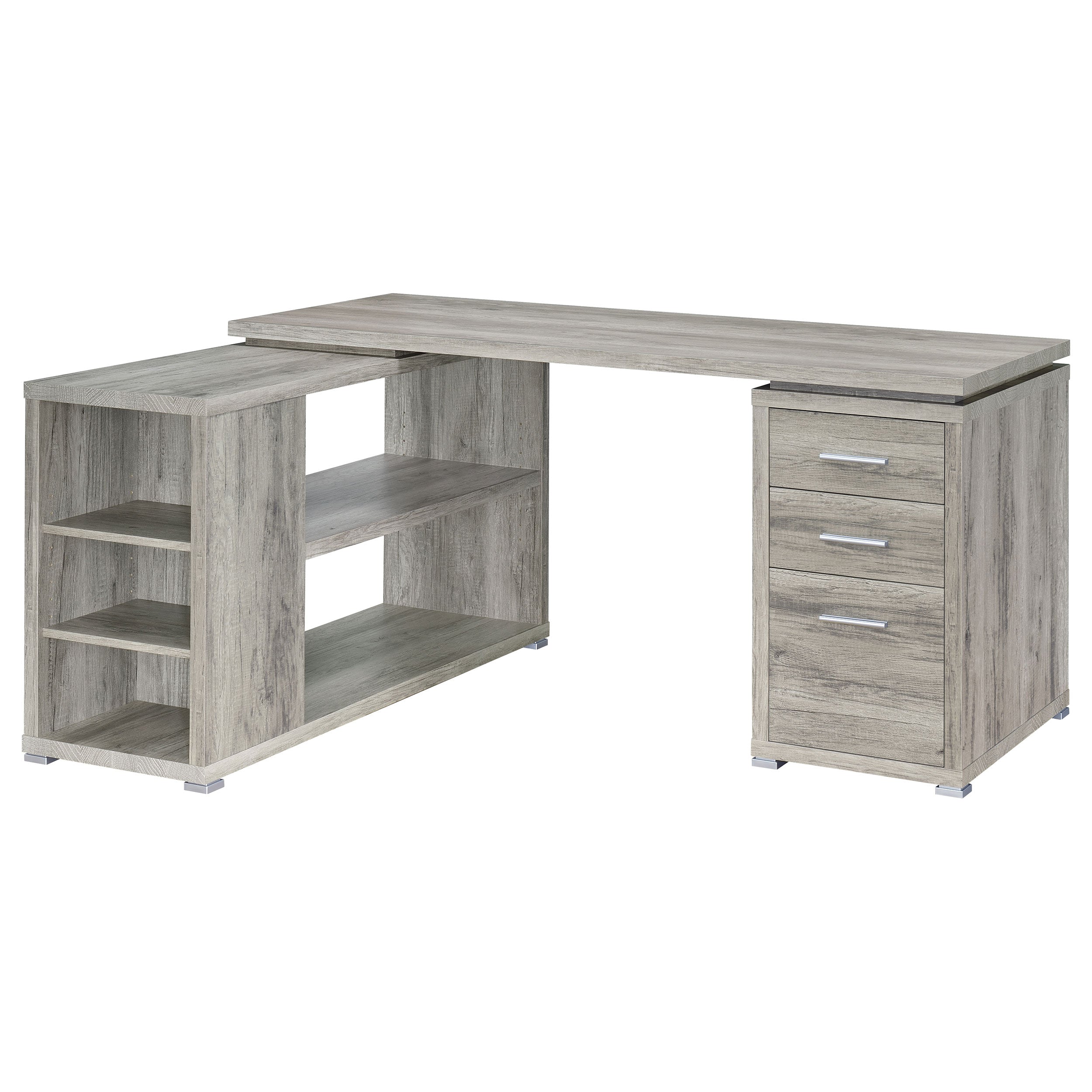 Yvette 60-inch 3-drawer L-Shape Computer Desk Cappuccino