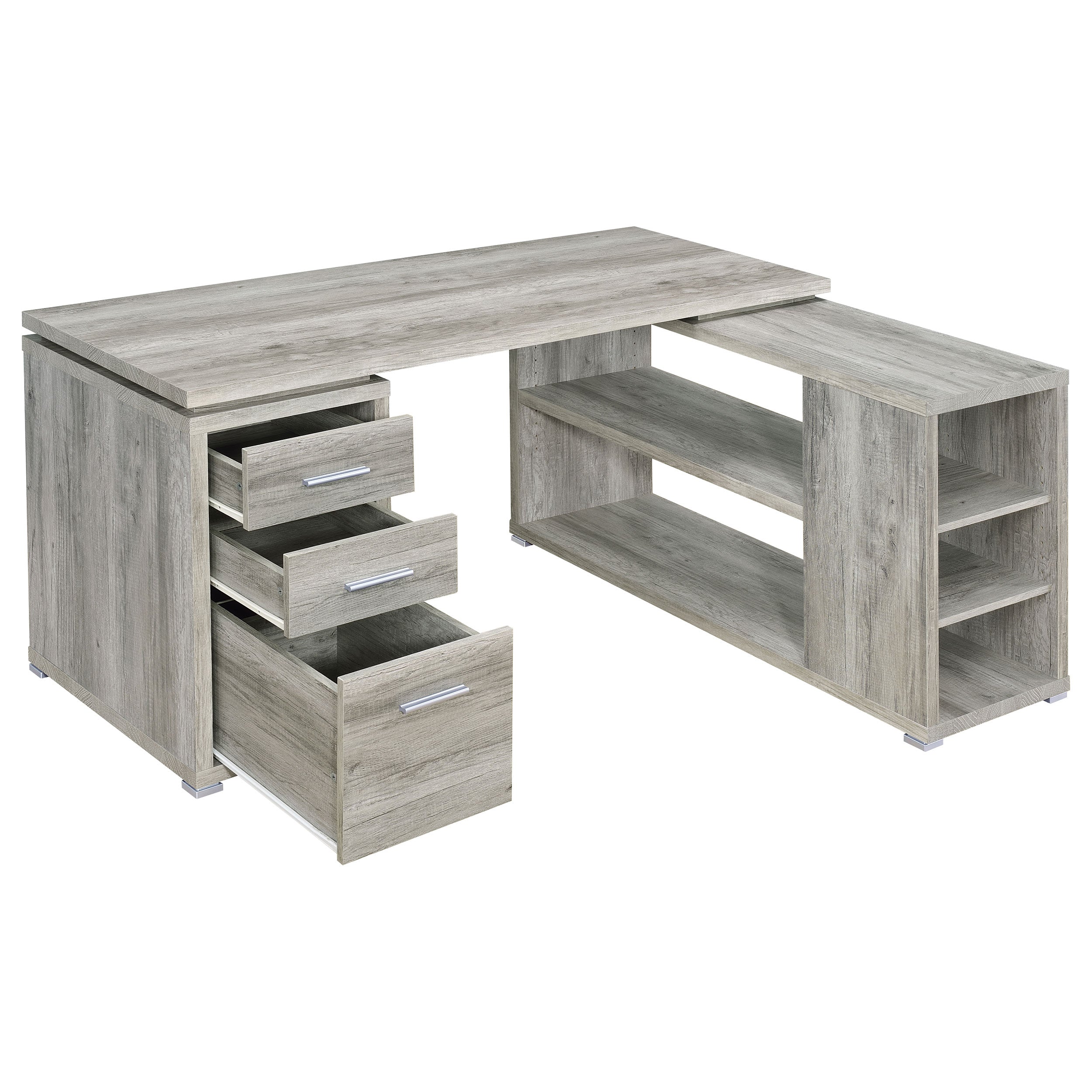 Yvette 60-inch 3-drawer L-Shape Computer Desk Cappuccino