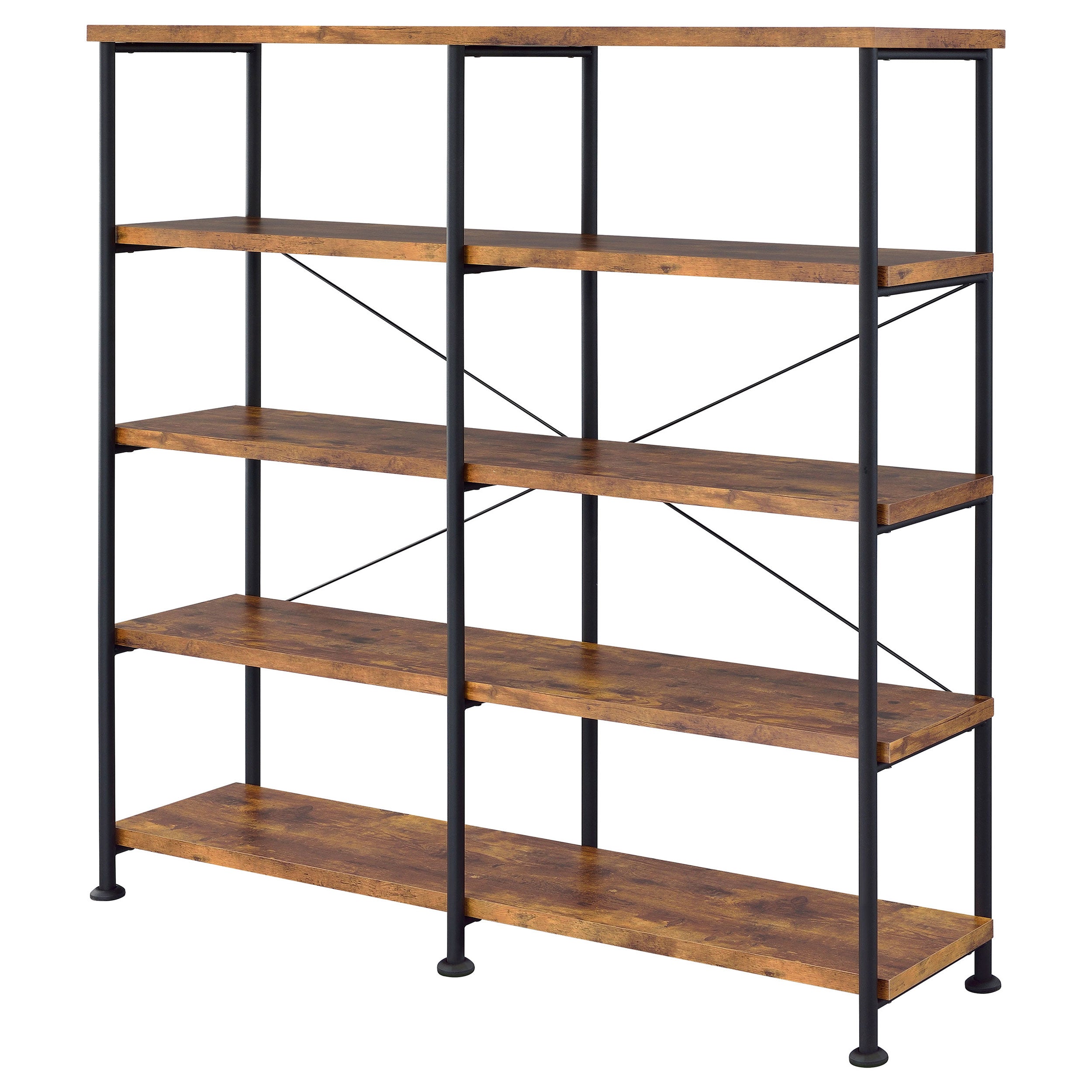 Analiese 63-inch 4-shelf Double Bookshelf Grey Driftwood