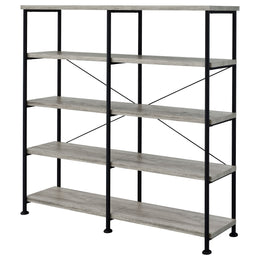 Analiese 63-inch 4-shelf Double Bookshelf Grey Driftwood