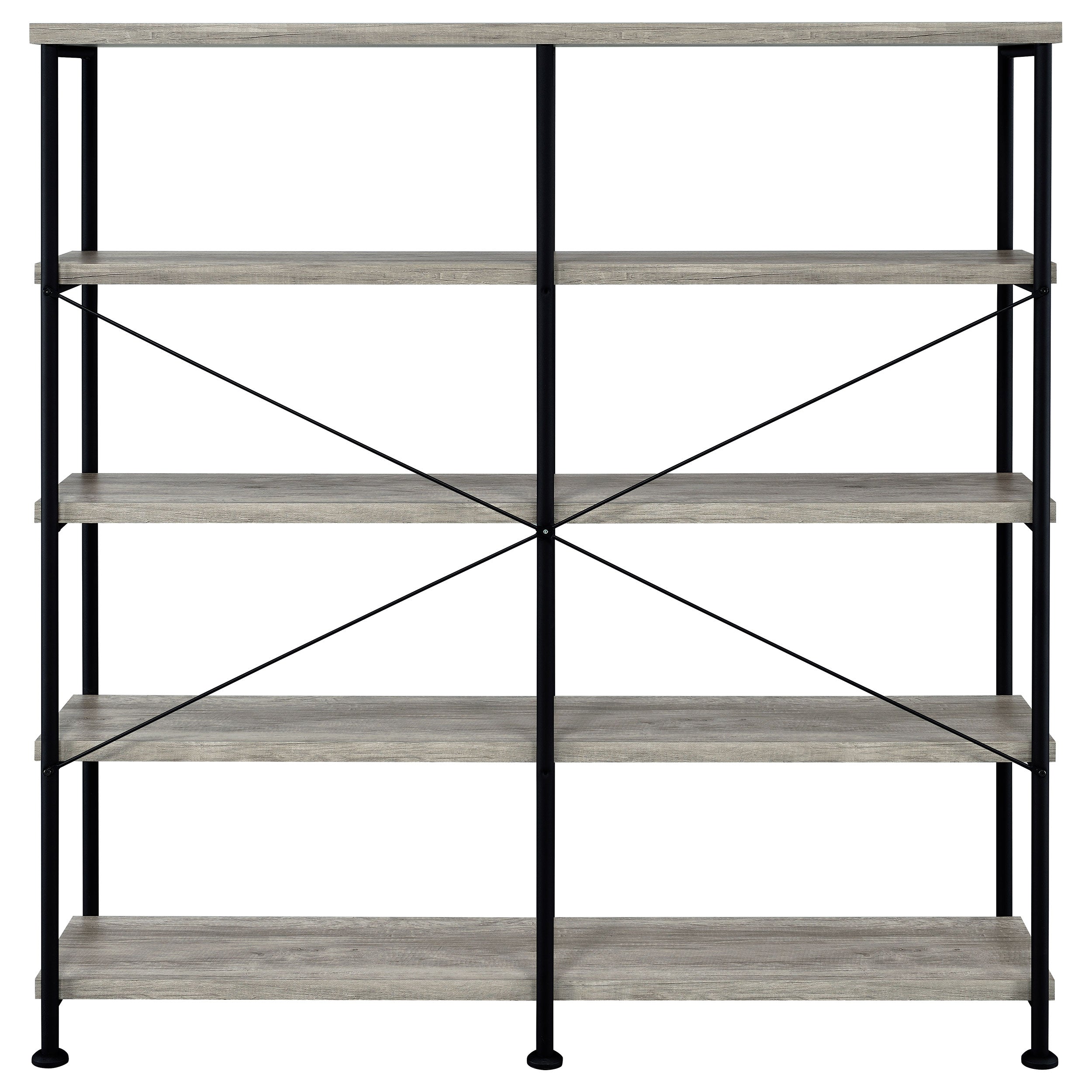 Analiese 63-inch 4-shelf Double Bookshelf Grey Driftwood