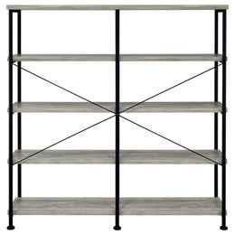 Analiese 63-inch 4-shelf Double Bookshelf Grey Driftwood