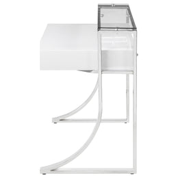 Gemma 48-inch 2-drawer Writing Desk White High Gloss