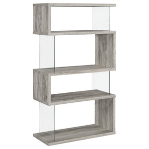 Emelle 63-inch 4-shelf Glass Panel Bookshelf Black