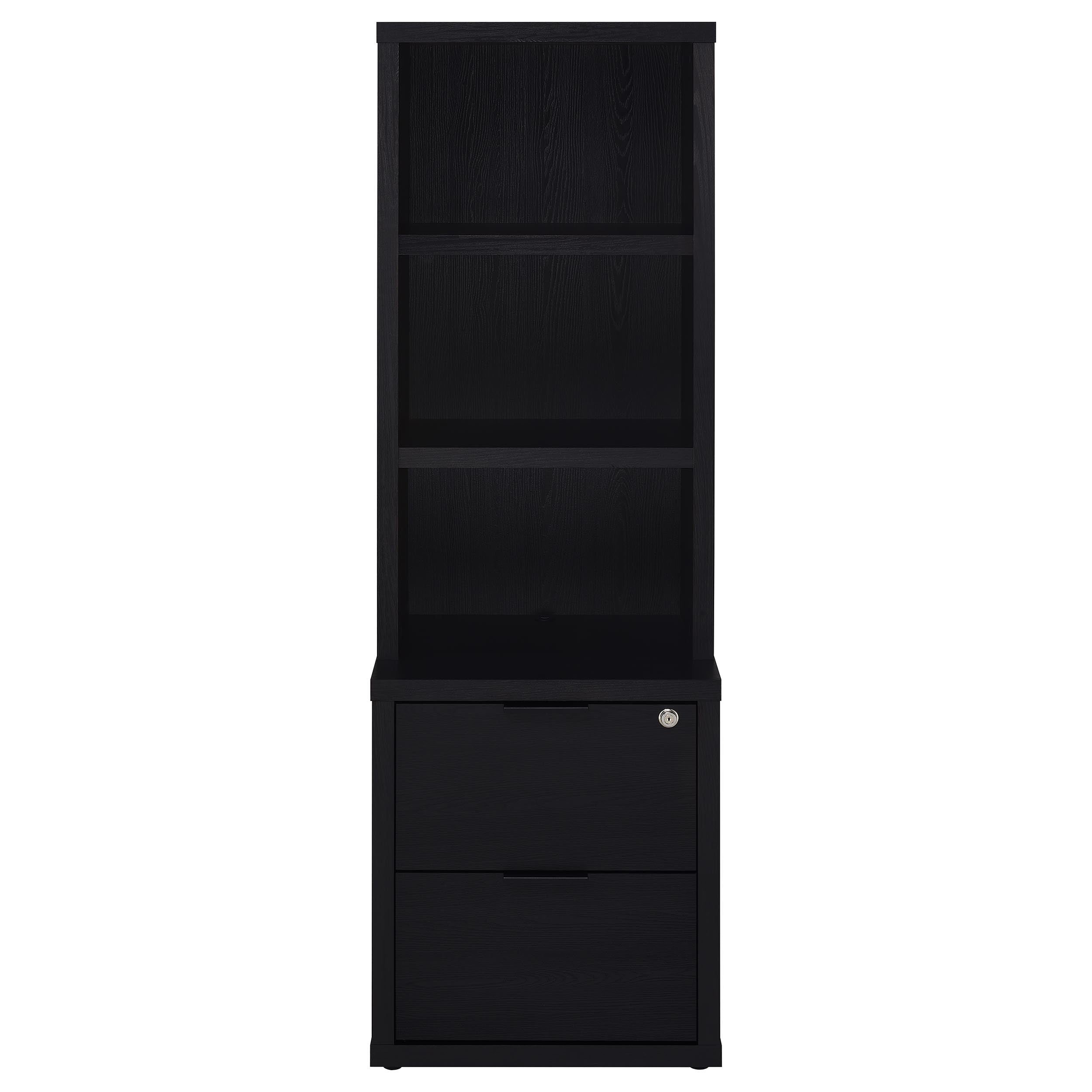 Westpark 3-shelf Bookcase USB and Lockable Drawer Black