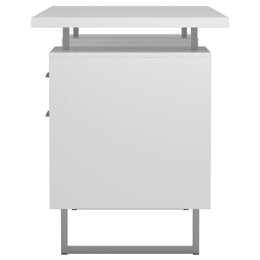 Lawtey 60-inch 2-drawer Computer Desk White High Gloss