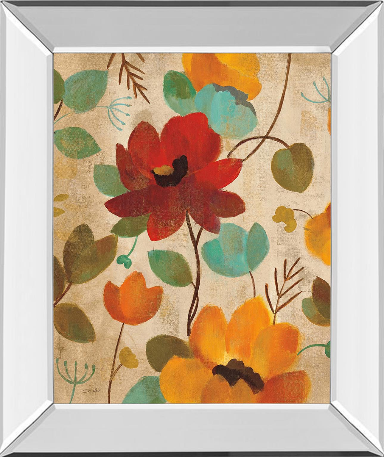 Mirrored Frame Vibrant Embroidery Ii By Silvia Vassileva 22X26 Mirror Frame Print