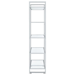 Hartford 79-inch 5-shelf Glass Bookshelf Chrome