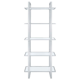 Hartford 79-inch 5-shelf Glass Bookshelf Chrome