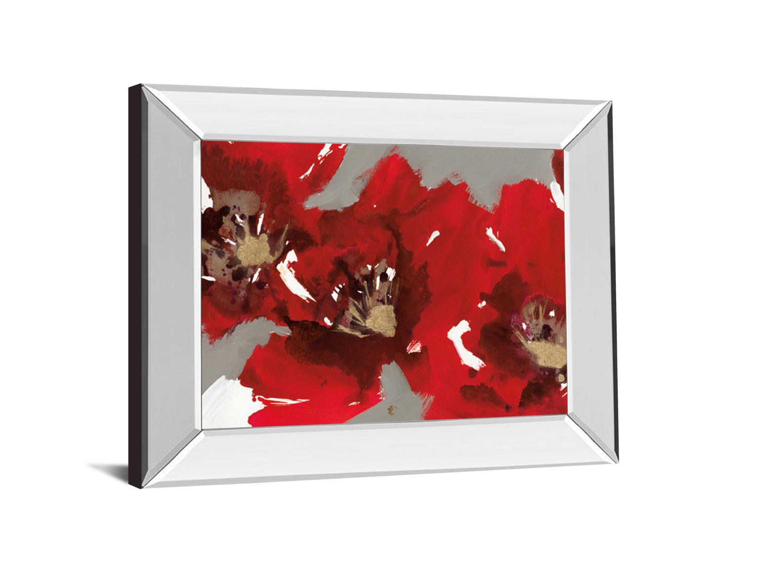 Mirrored Frame Red Poppy Forest I By N. Barnes 22X26 Mirror Frame Print