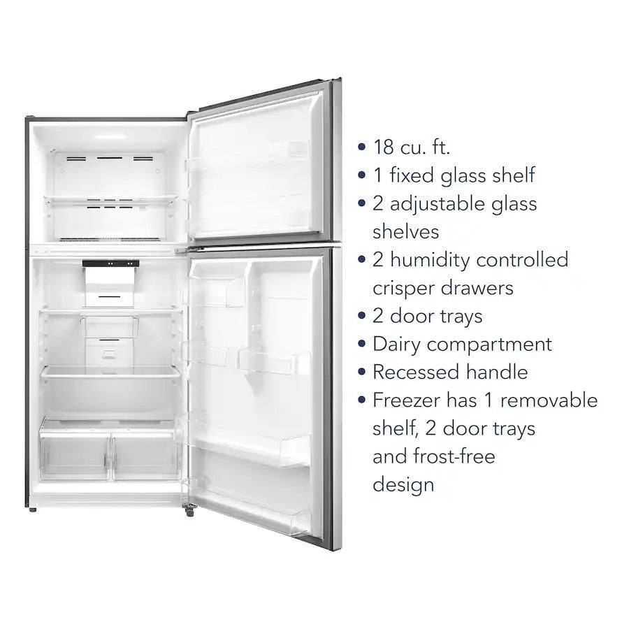 Insignia™ - 30 in. Wide 18 Cu. Ft. Top-Freezer Refrigerator with ENERGY STAR Certification - Stainless Steel
