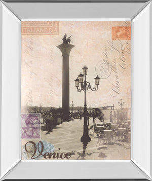 Mirrored Frame Venice Travelogue By Ben James 22X26 Mirror Frame Print