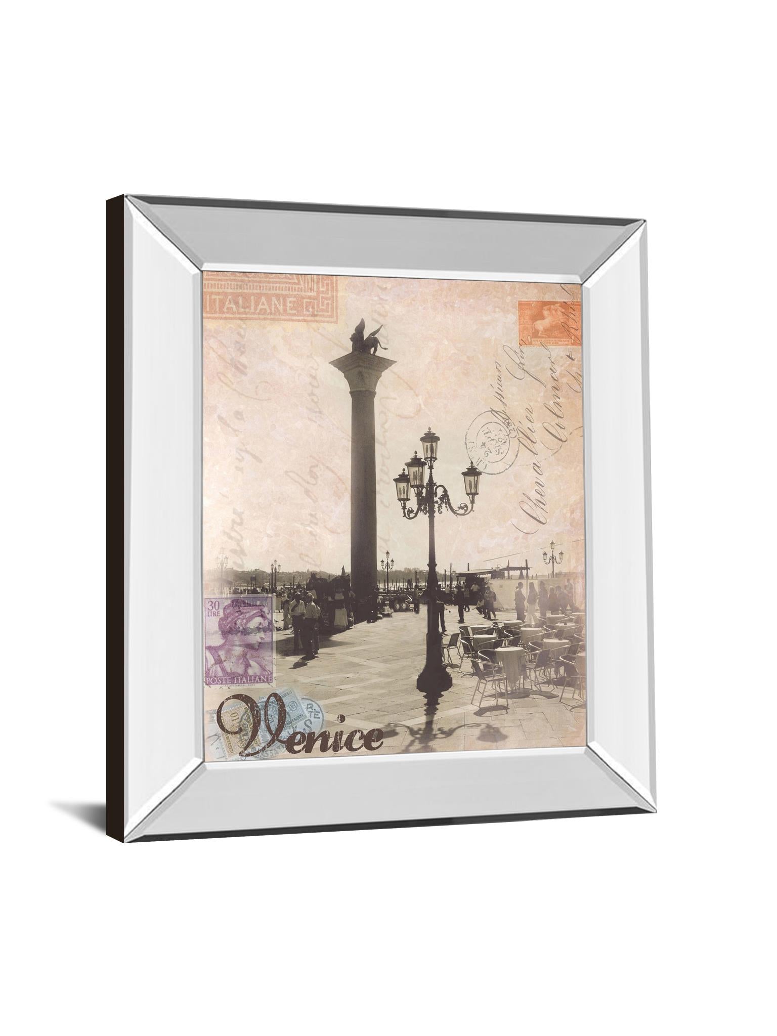 Mirrored Frame Venice Travelogue By Ben James 22X26 Mirror Frame Print