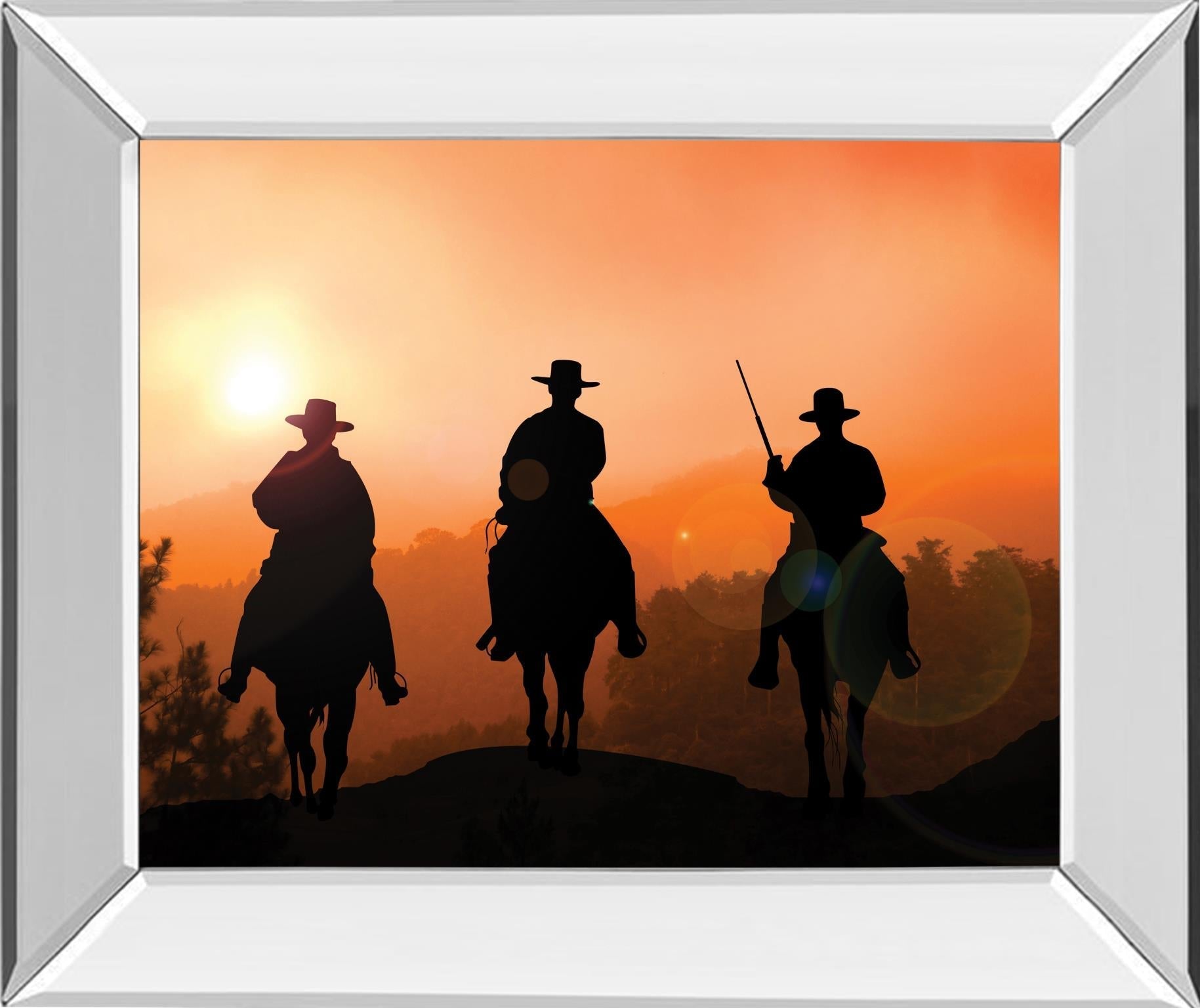 Mirrored Frame Horse Riders By Jtanki 22X26 Mirror Frame Print
