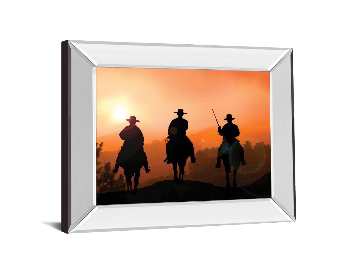 Mirrored Frame Horse Riders By Jtanki 22X26 Mirror Frame Print