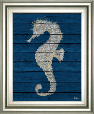 Antique Seahorse On Blue Ii By Patricia Pinto 22X26 Framed Print