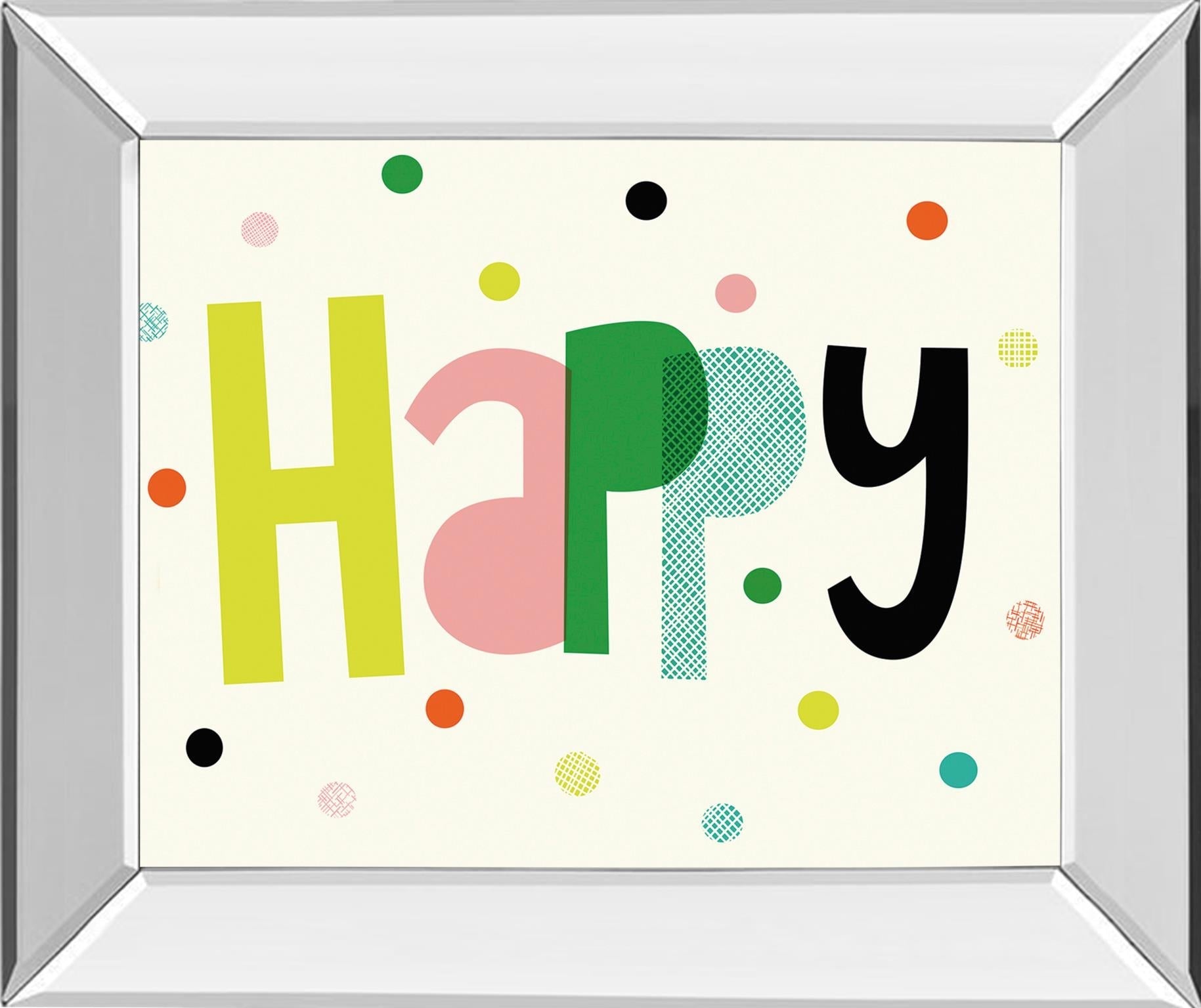 Mirrored Frame Happy By Sophie Ledesma 22X26 Mirror Frame Print