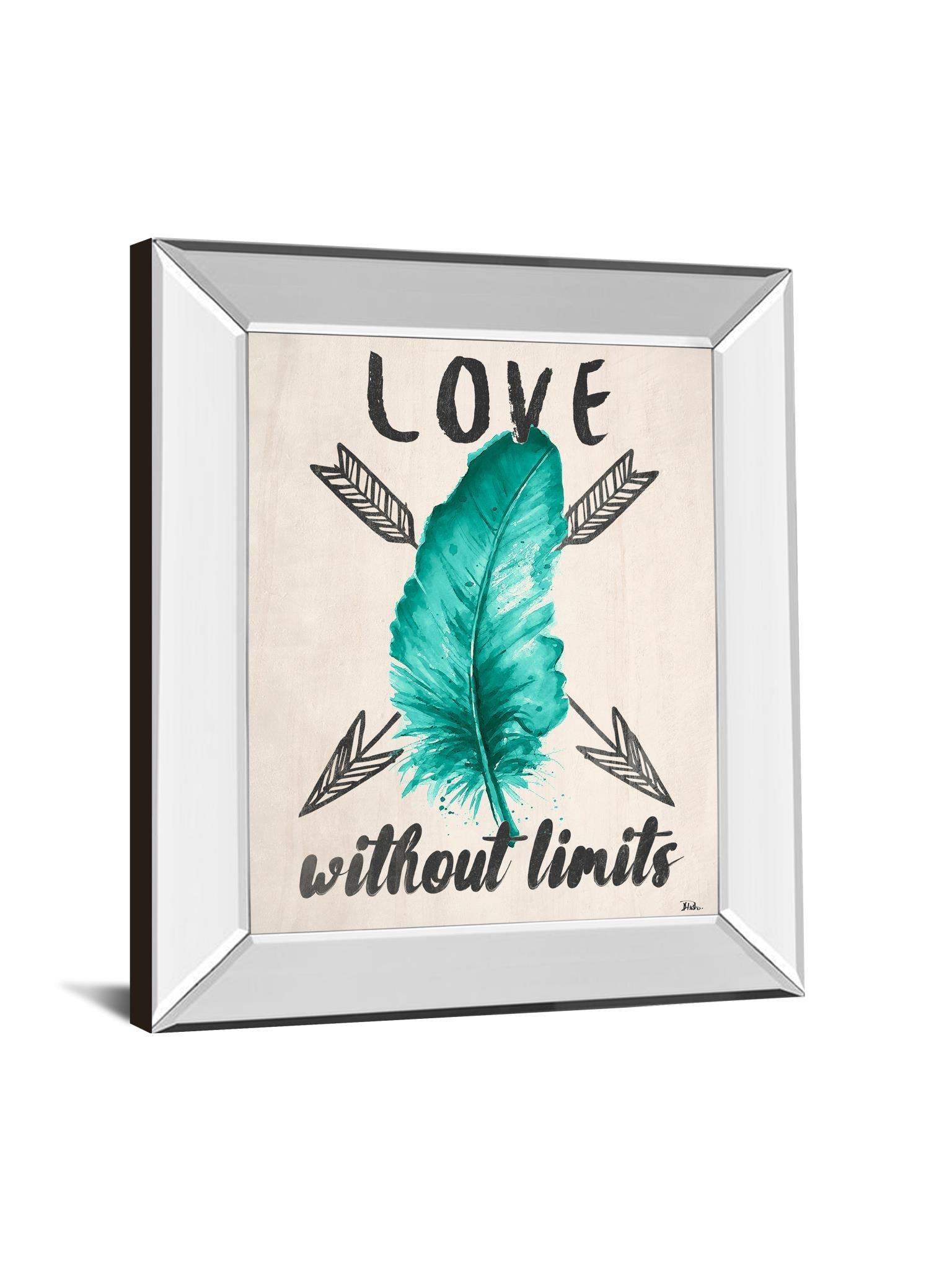 Mirrored Frame Teal Fearless Limits Ii By Patricia Pinto 22X26 Mirror Frame Print