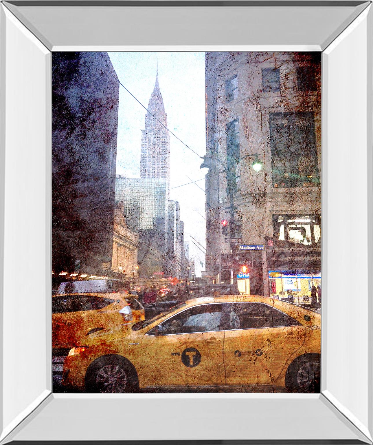 Mirrored Frame Rainy Madison Ave By Acosta 22X26 Mirror Frame Print