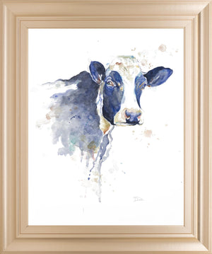 Watercolor Blue Cow By Patricia Pinto 22X26 Framed Print