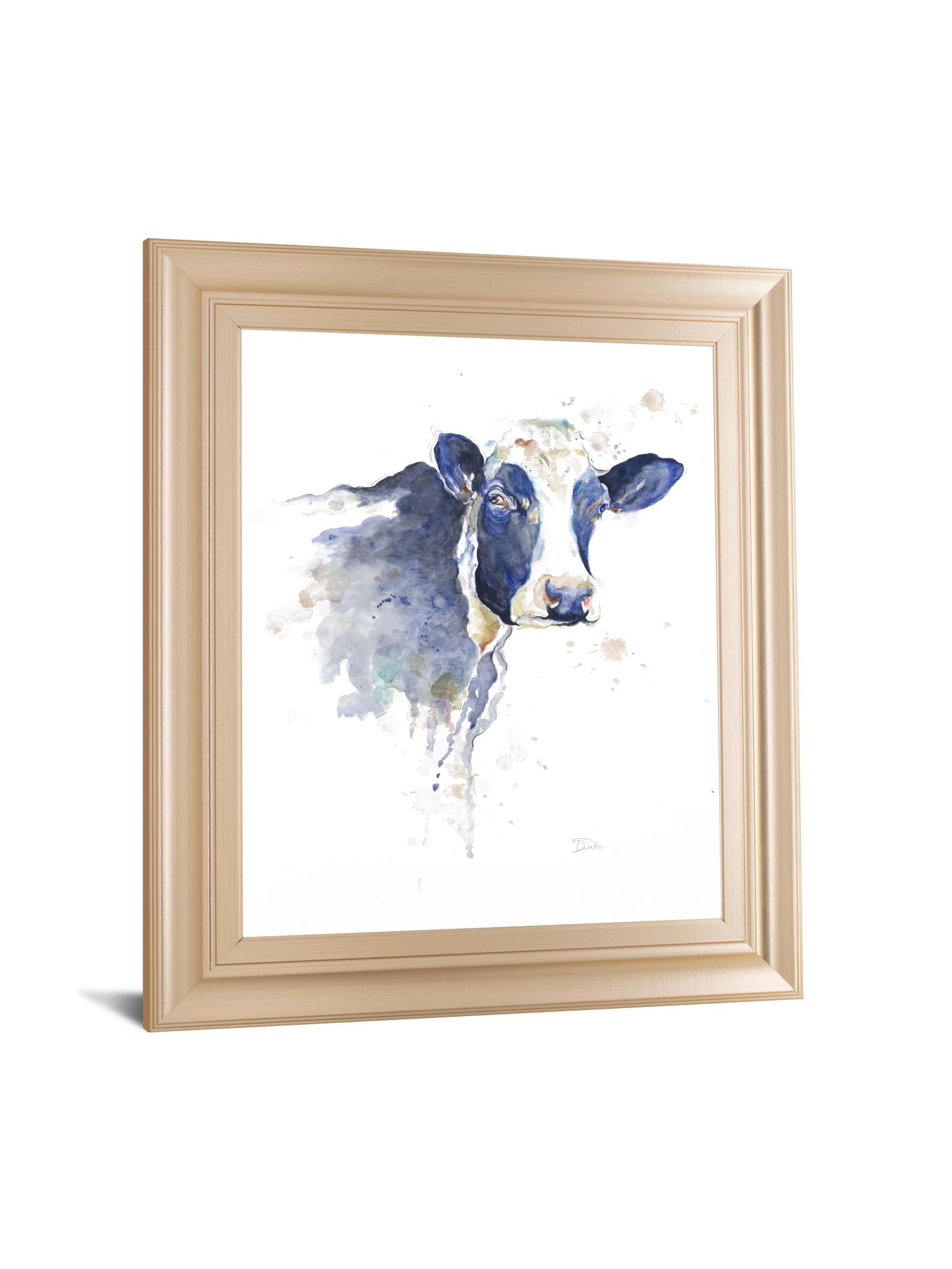 Watercolor Blue Cow By Patricia Pinto 22X26 Framed Print