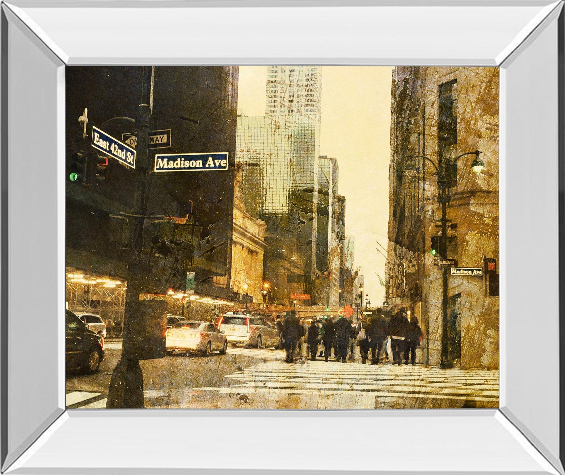 Mirrored Frame New York Streets By Acosta 22X26 Mirror Frame Print